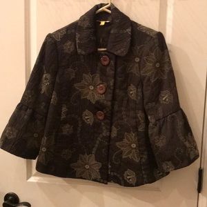 🟢Dressy Chocolate Brocade Swing Jacket
